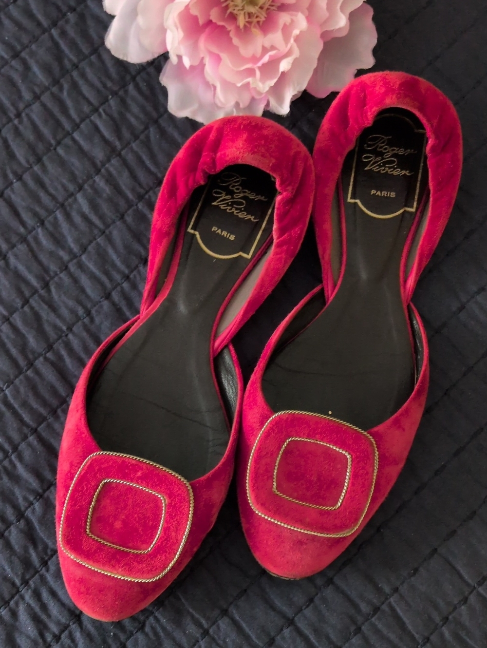 Rodger Vivier Chips Suede Ballet Flats Sz. 37